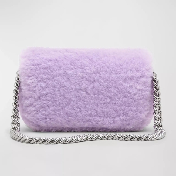 Marc Jacobs Teddy Fur The Snapshot Mini Shoulder Bag Crossbody ~NWT~ Lilac​ - Picture 6 of 7